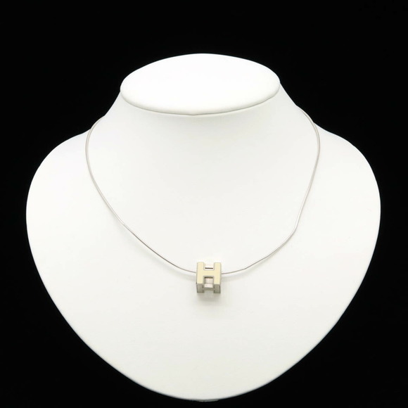 HERMES Hermes Cage d'Ache H Cube Necklace Choker Snake Chain Ivory - Picture 7 of 7